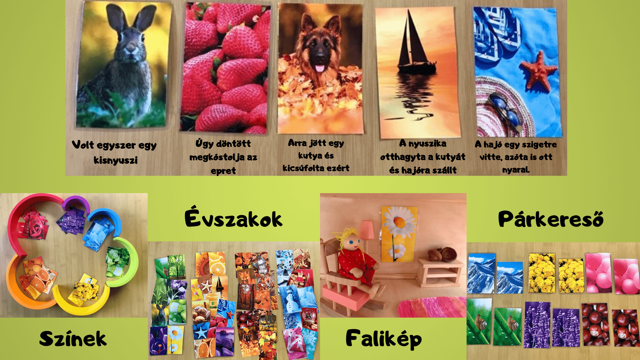 Naptárból kivágott laminált képek