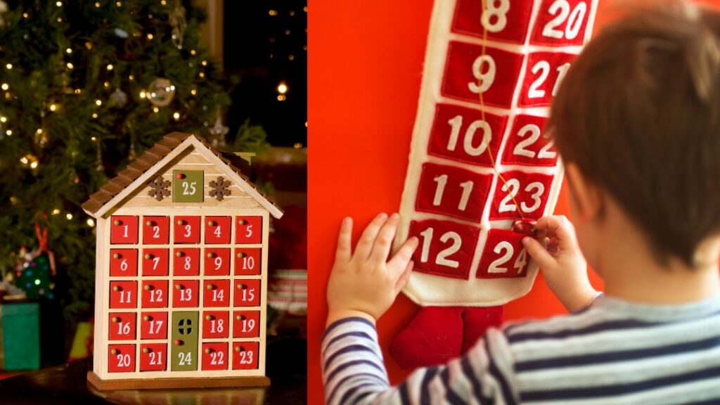 kétféle bolti naptár, fa dobozkás és filc zsebes