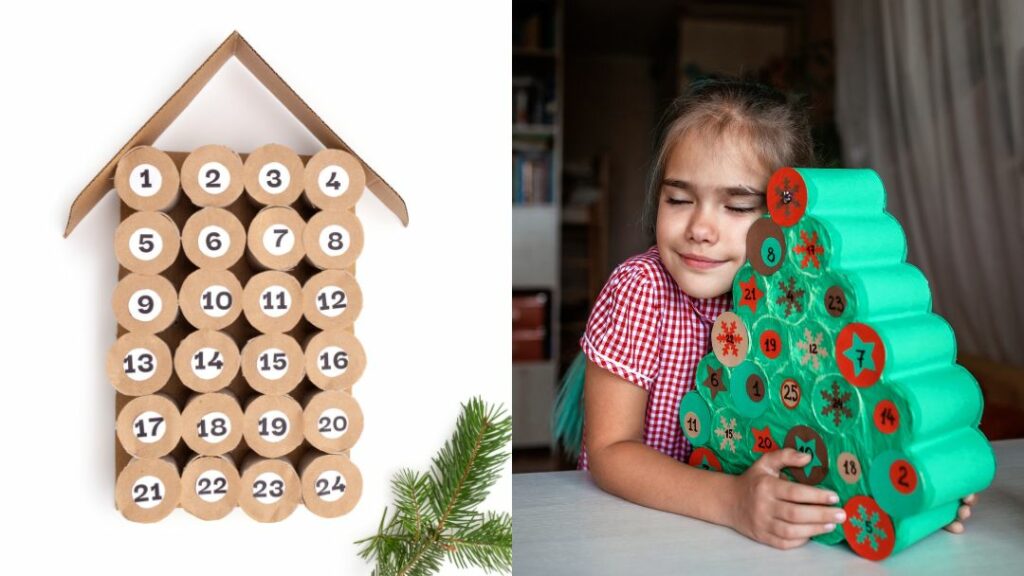 wc papír guriga naptárak házikó és fenyő alakban