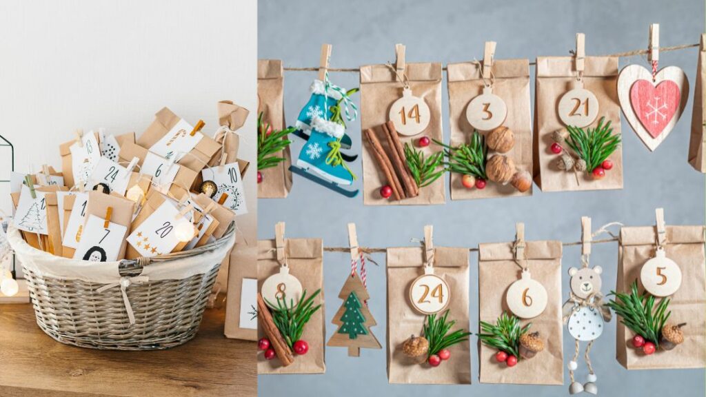 papírzacskók kosárban,és  két sorban felcsipeszelve