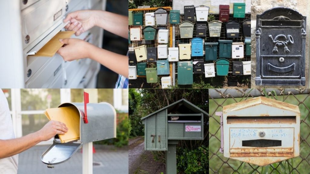 sokféle különböző színű, típusú postaláda